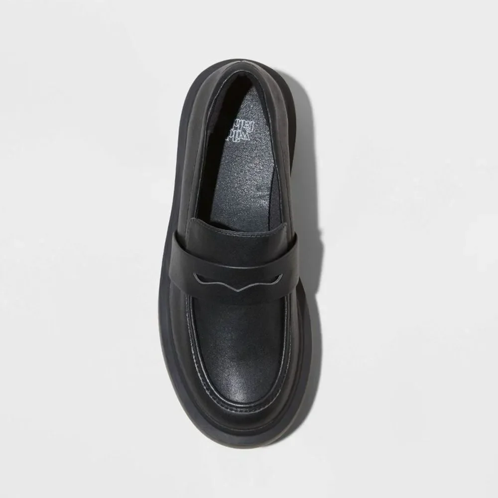 Platform Lug Sole Penny Loafer - Black